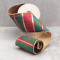 Dupion Ribbon Aberdeen Plaid Gold Green Red 4