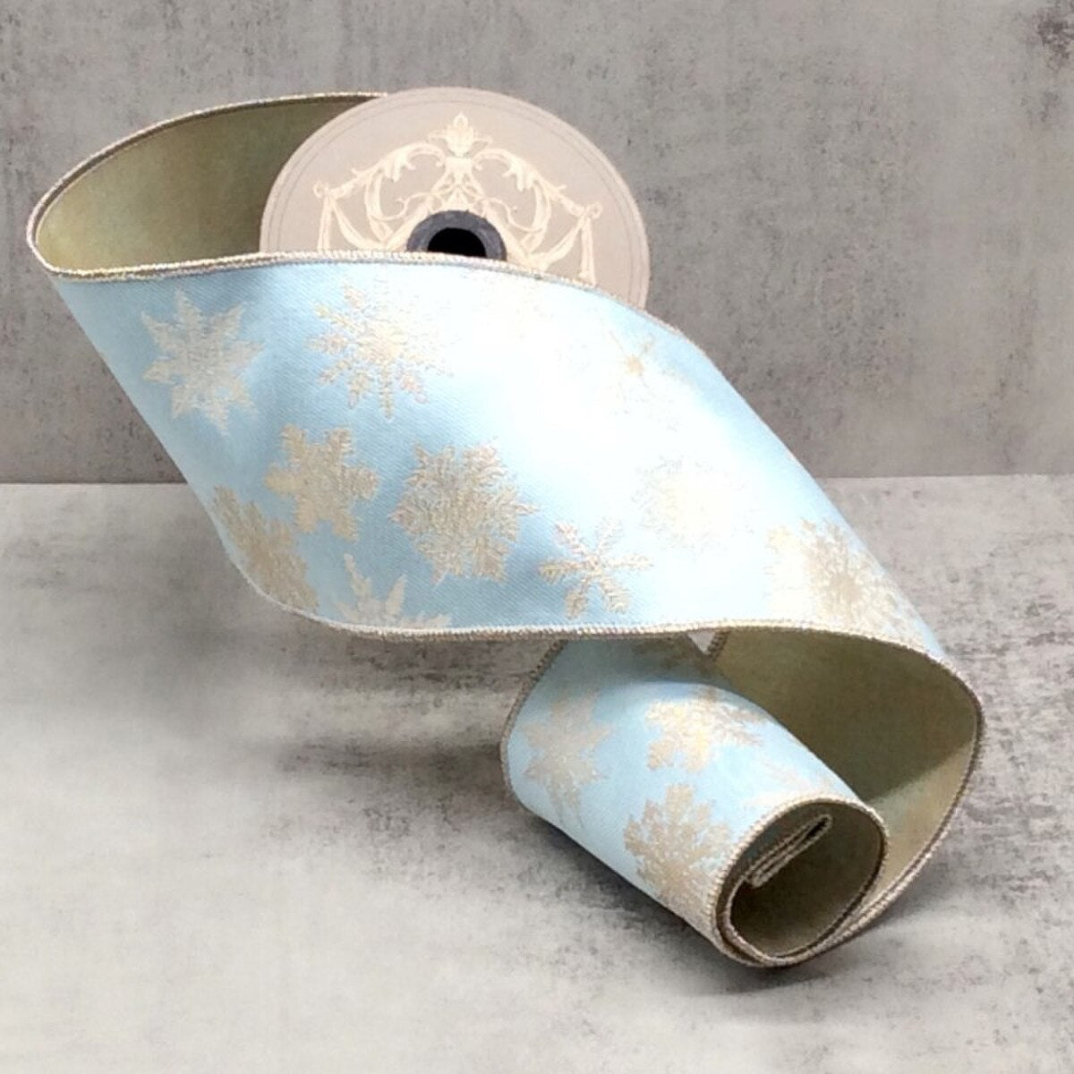 Metallic Blue Snowflakes Canvas Ribbon 4" x 10 Yds