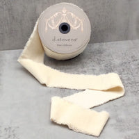 Ivory Torn Faux Velvet Ribbon 2.5
