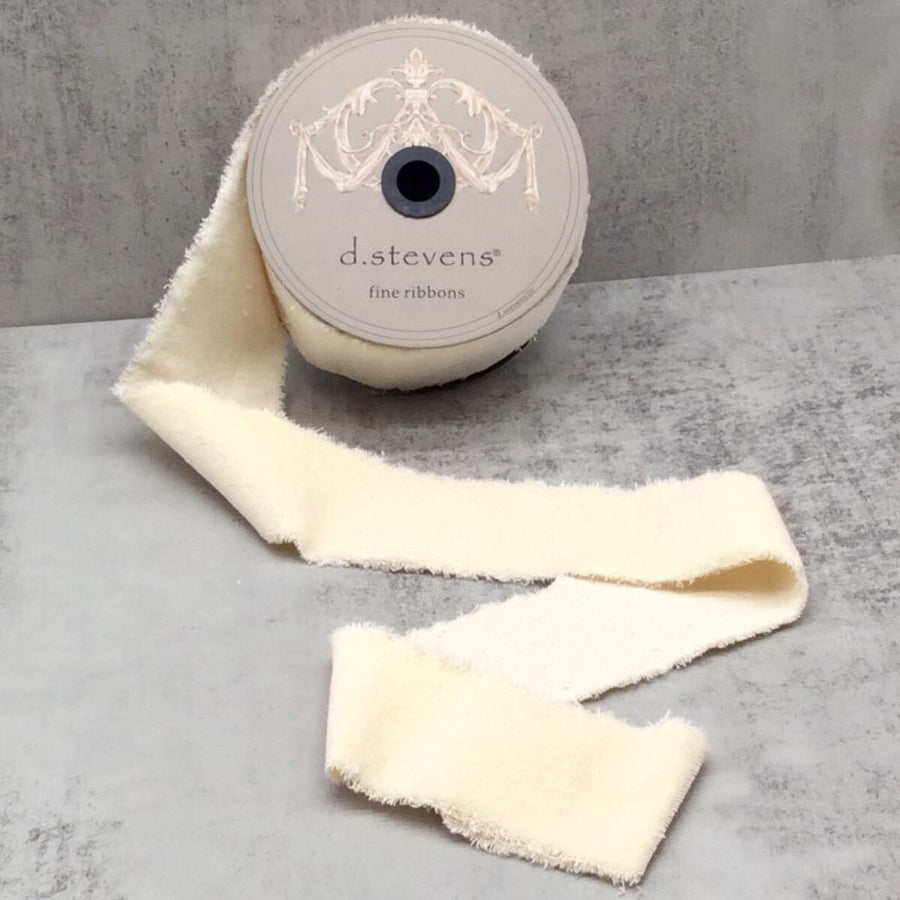 Ivory Torn Faux Velvet Ribbon 2.5" x 10 Yds