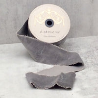 Grey Faux Velvet Ribbon 2.5 Inch x 10 Yards