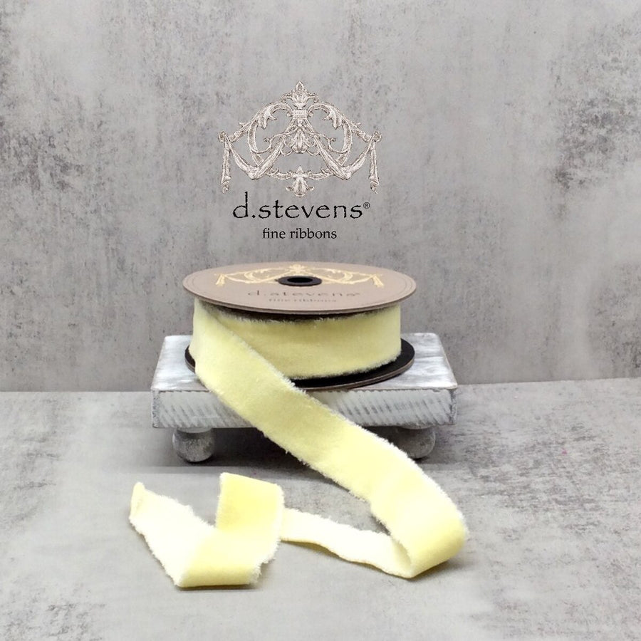 Butter Yellow Hand Torn Velvet Ribbon 1.5 Inch x 10 Yds