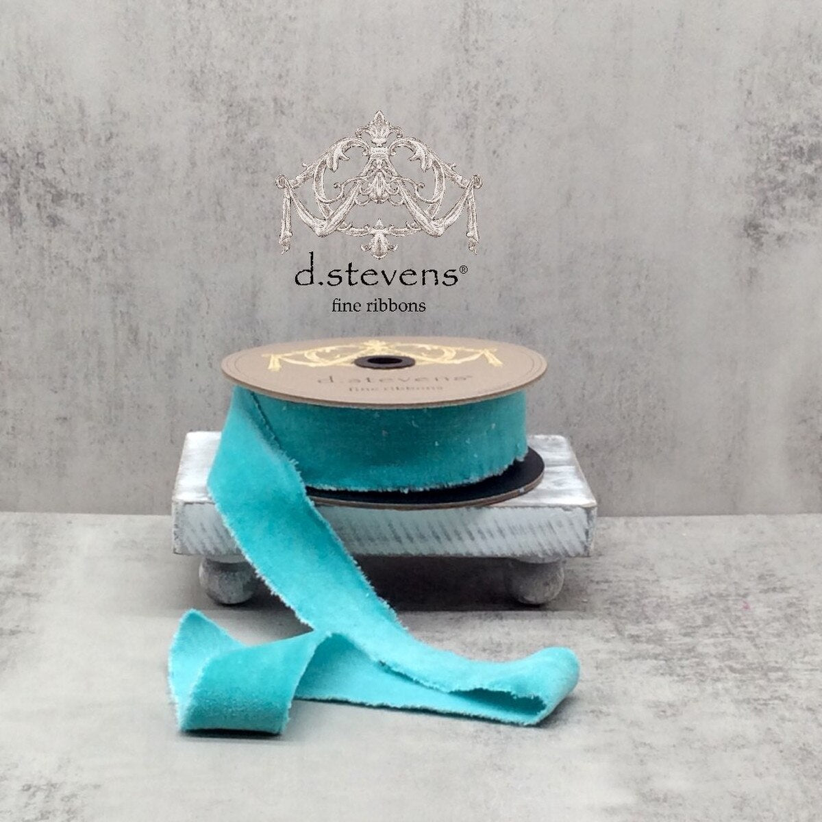 Ocean Blue Hand Torn Velvet Ribbon 1.5" x 10 Yds