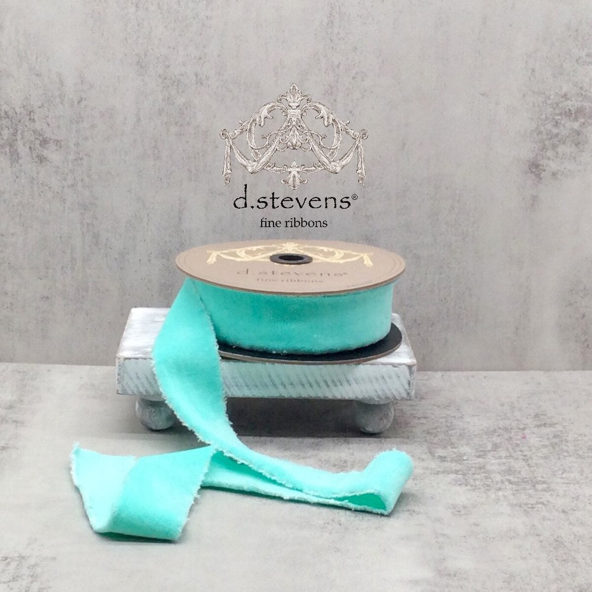 Light Aqua Hand Torn Velvet Ribbon 1.5 Inch x 10 Yds