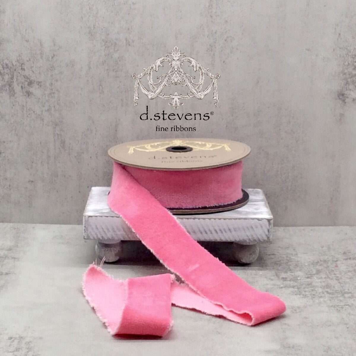 Rose Pink Hand Torn Velvet Ribbon 1.5 Inch x 10 Yards