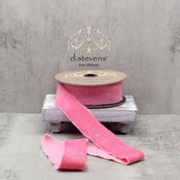 Rose Pink Hand Torn Velvet Ribbon 1.5 Inch X 10 Yards