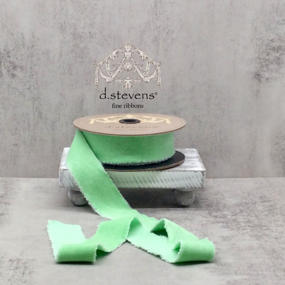 Spring Green Hand Torn Velvet Ribbon 1.5 Inch x 10 Yds