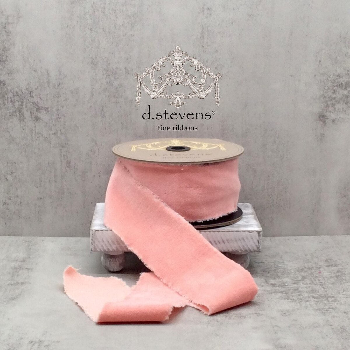 Peach Hand Torn Velvet Ribbon 2.5 Inch x 10 Yards