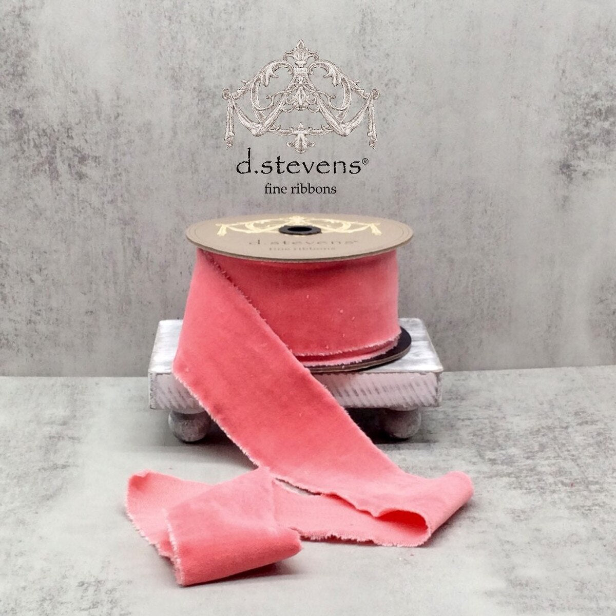 Coral Velvet Ribbon 2.5 Inch x 10 Yards Hand Torn