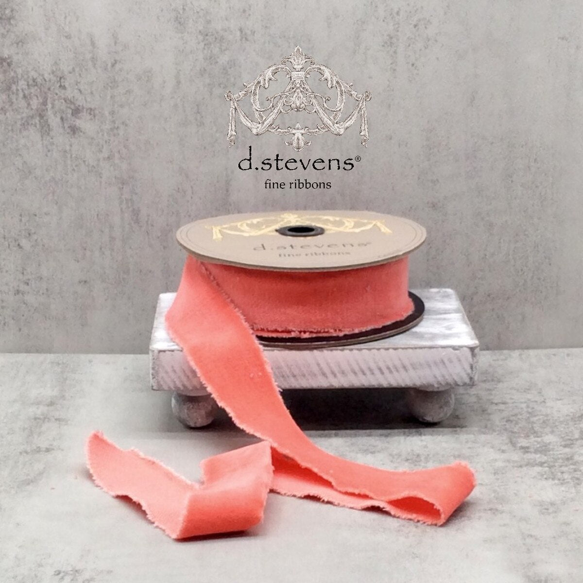 Coral Rose Hand Torn Velvet Ribbon 1.5" x 10 Yds