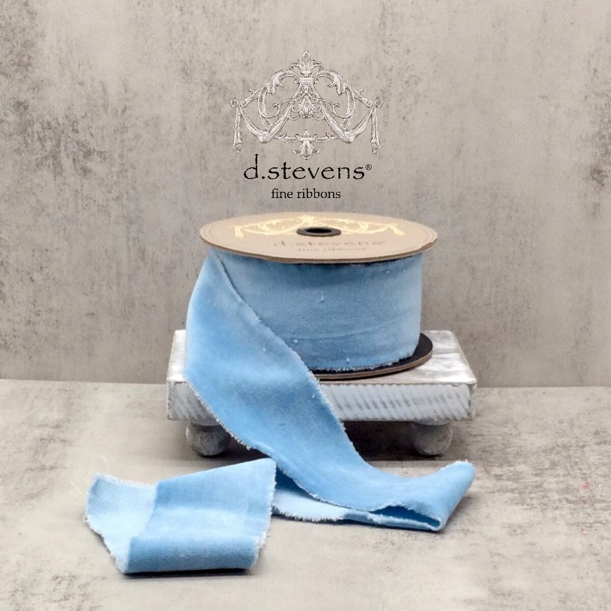 Light Blue Hand Torn Velvet Ribbon 2.5" x 10 Yds