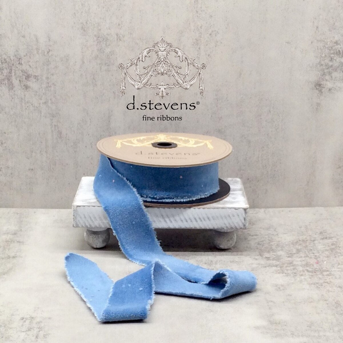 Cadet Blue Hand Torn Velvet Ribbon 1.5" x 10 Yds