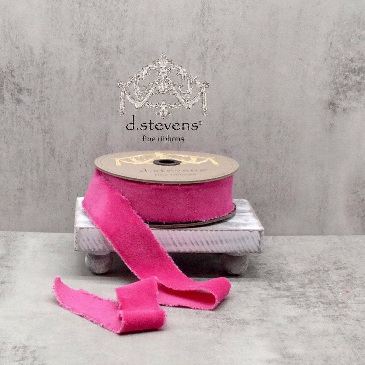 Magenta Hand Torn Velvet Ribbon 1.5 Inch x 10 Yards