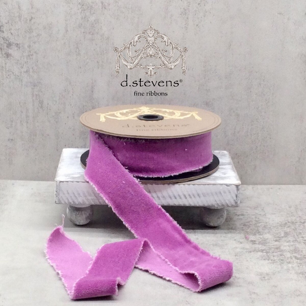 Velvet Ribbon Hand Torn Violet 1.5 Inch x 10 Yards
