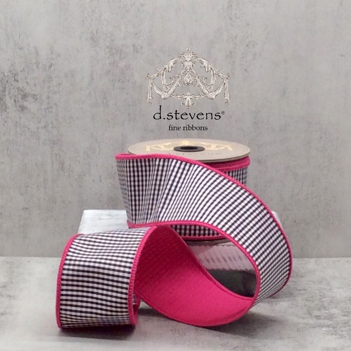 Hot Pink Faux Dupion Mini Check Ribbon 2.5" x 10 Yds