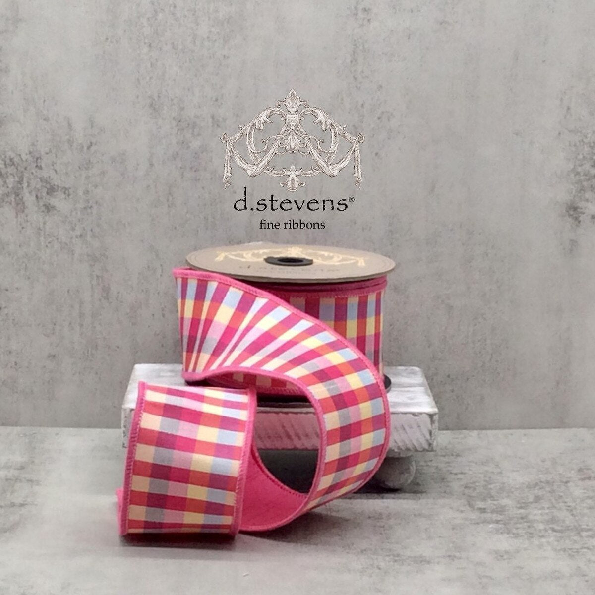 Hot Pink Faux Dupion Check Ribbon 2.5 Inch x 10 Yards