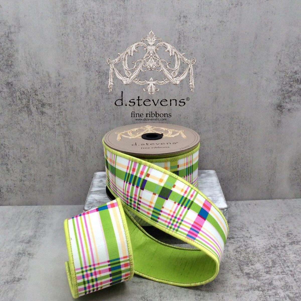 Colorful Plaid Ribbon 2.5" x 10 Yds Blue Pink Green