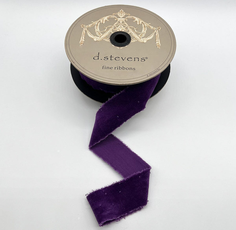 Bright Purple Hand Torn Velvet Ribbon 1.5 Inch x 10 Yds