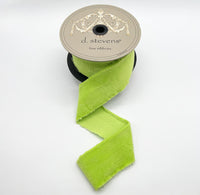 Lime Green Hand Torn Velvet Ribbon 2.5
