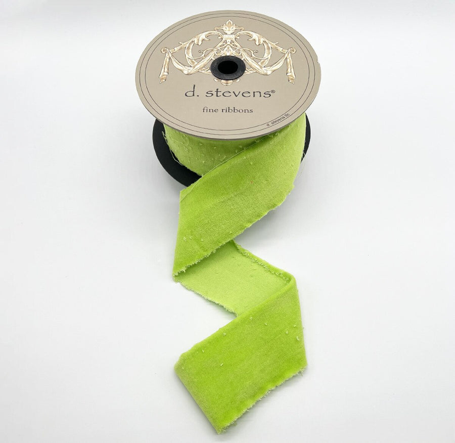 Lime Green Hand Torn Velvet Ribbon 2.5" x 10 Yds