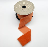 Bright Orange Hand Torn Velvet Ribbon 2.5
