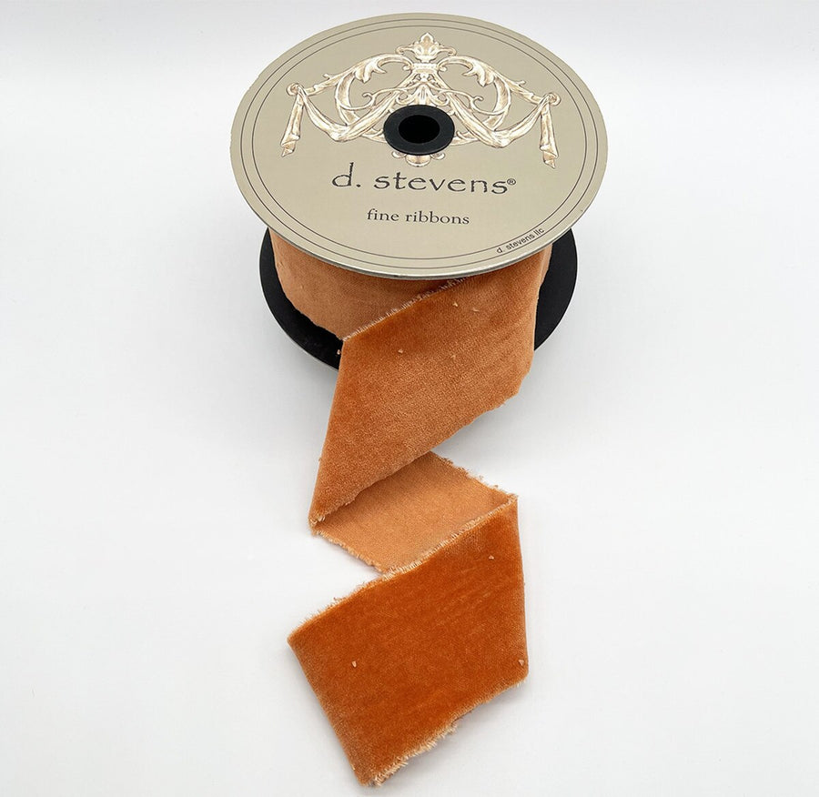 Burnt Orange Hand Torn Velvet Ribbon 2.5" x 10 Yds