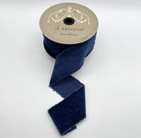 Navy Blue Hand Torn Velvet Ribbon 2.5 Inches x 10 Yards