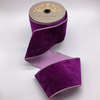 Purple Velvet Ribbon with Metallic Back, 4