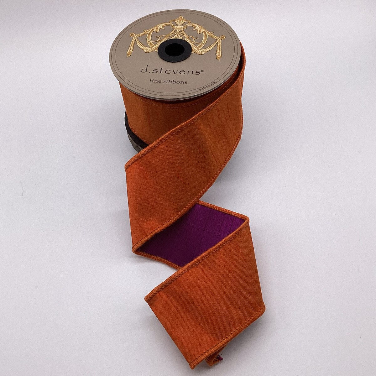 Dupion Ribbon Orange Purple Double Sided 2.5 Inch x 10 Yds