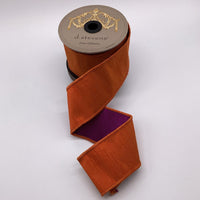 Dupion Ribbon Orange Purple Double Sided 2.5 Inch x 10 Yds