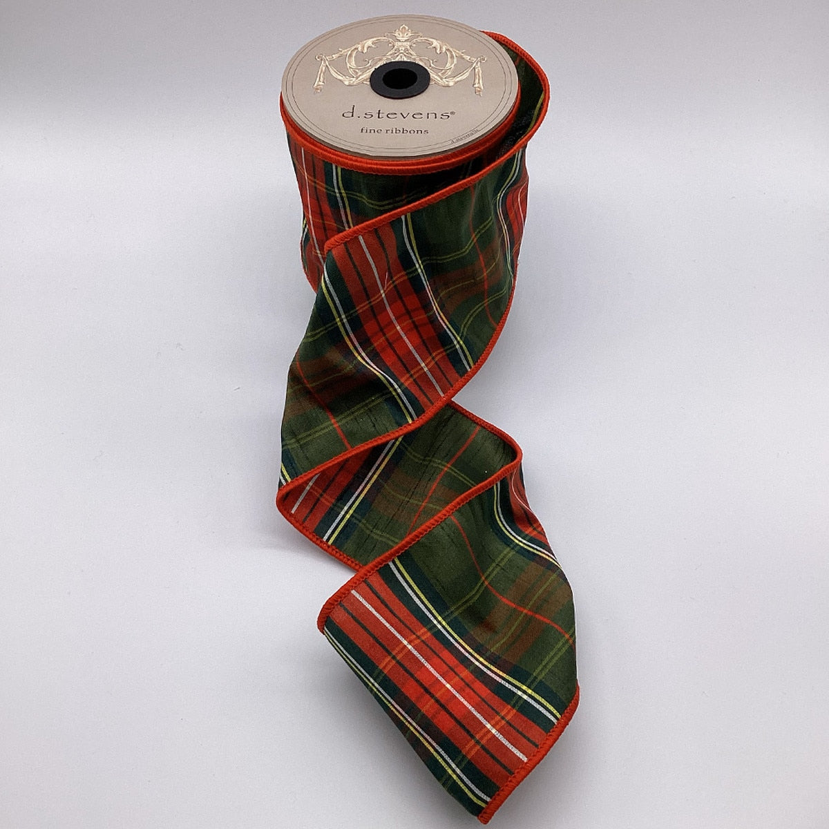 Dupion Tartan Plaid Red Ribbon 4 Inch x 10 Yards