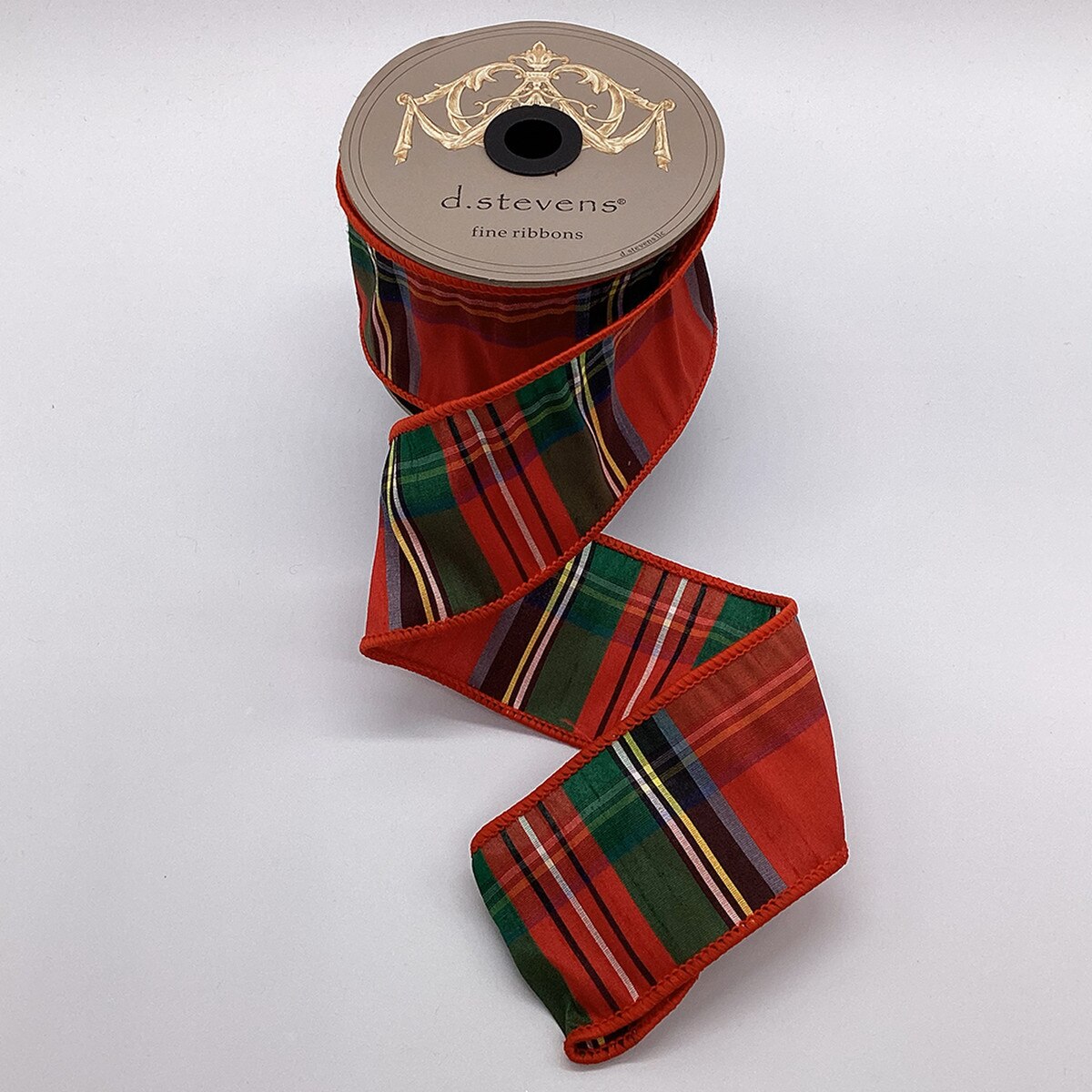 Plaid Green Dupion Ribbon 2.5 Inch x 10 Yards