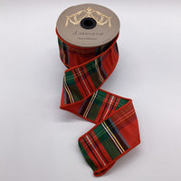 Plaid Green Dupion Ribbon 2.5 Inch X 10 Yards