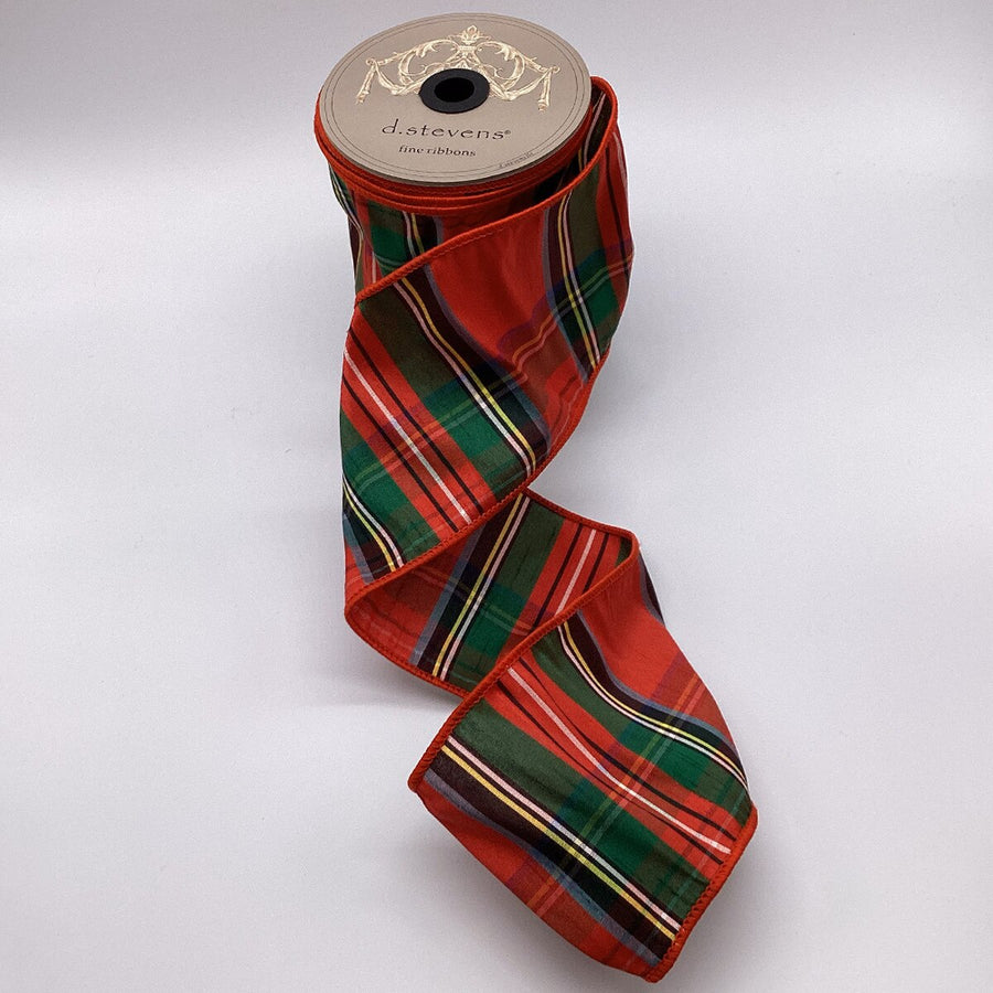 Dupion Green Plaid Ribbon 10 Yards