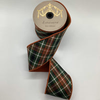 Plaid Cotton Ribbon 4 Inch Bias Cut Dupion Back Brown