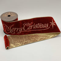 Merry Christmas Velvet Embroidery Red Ribbon 4