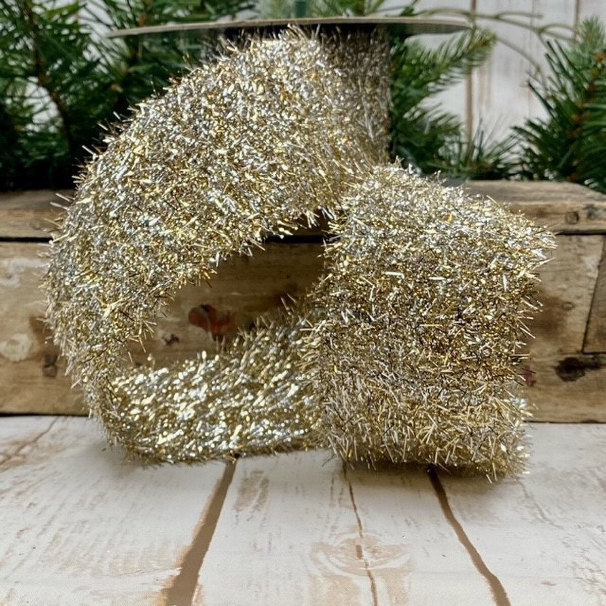 Platinum Metallic Tinsel Ribbon 2.5 Inch x 10 Yards