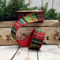 Tartan Red Faux Dupion Ribbon 1.5 Inch X 10 Yards
