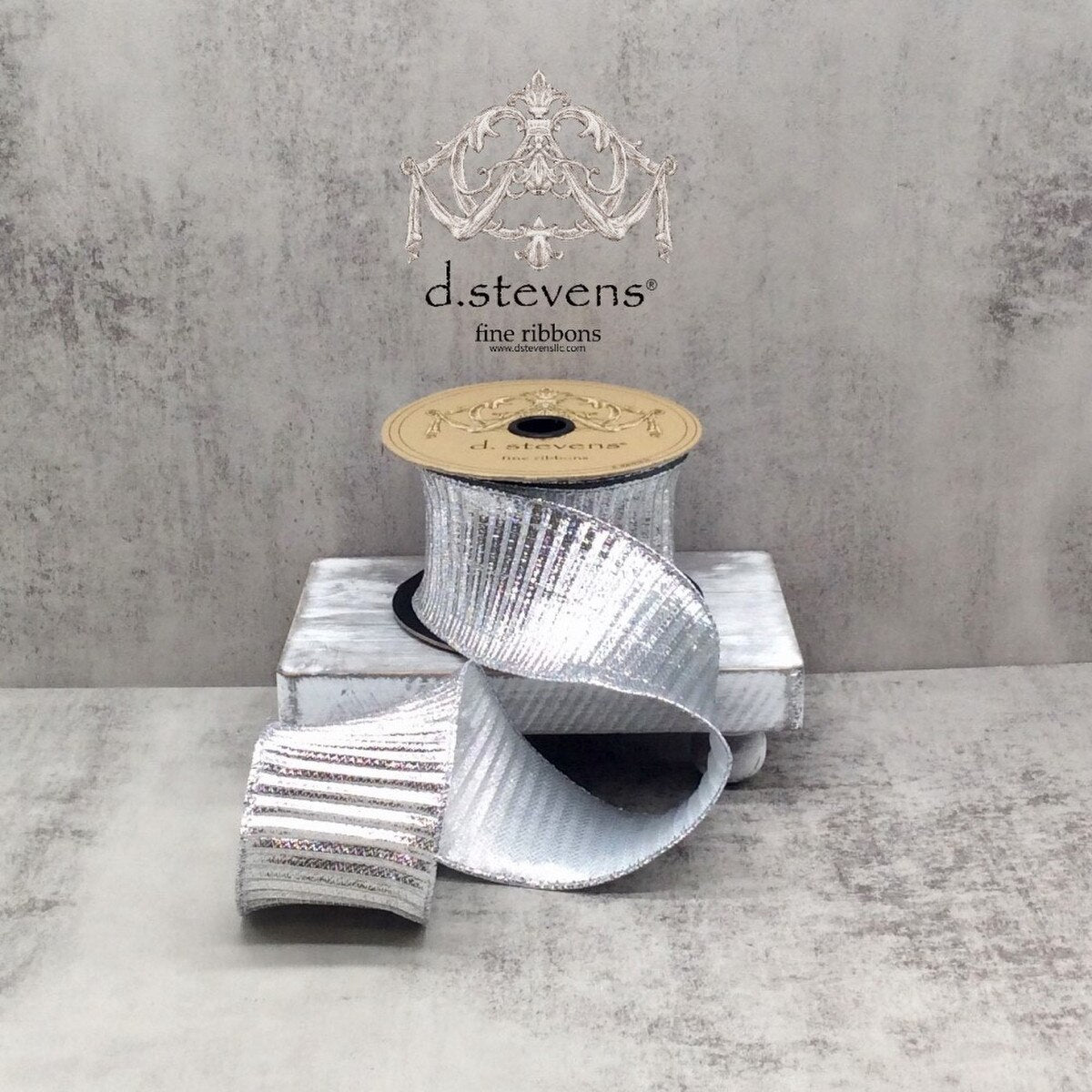 Silver Fluted Lame Ribbon 2.5 Inch x 10 Yards