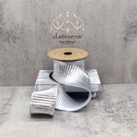 Silver Fluted Lame Ribbon 2.5 Inch x 10 Yards