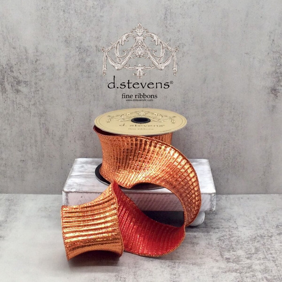 Copper Fluted Lame Ribbon 2.5 Inch x 10 Yards