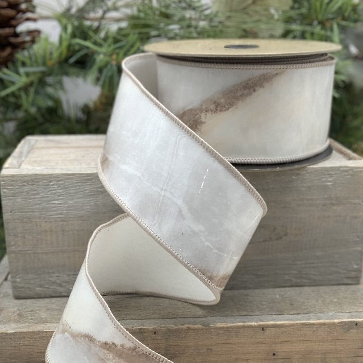 Beige Vinyl Granite Design Ribbon 2.5 Inch x 10 Yards