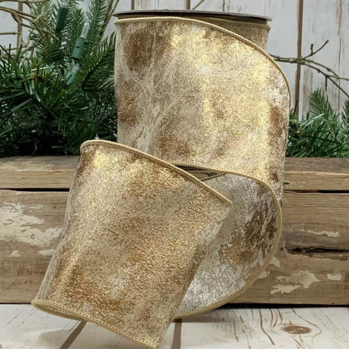 Lichen Beige Jacquard Ribbon 4 Inches by 10 Yards