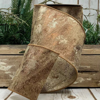 Lichen Brown Jacquard Ribbon 4 Inch x 10 Yards
