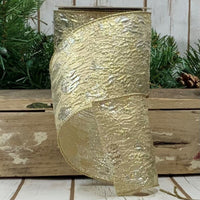 Gold Metallic Cream Ribbon by Jacquard 4 Inch x 10 Yards