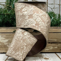 Floral Soutache Ribbon Taupe 4 Inch x 10 Yards