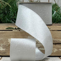 Silver Metallic Glitter Ribbon 2.5 Inch x 10 Yards