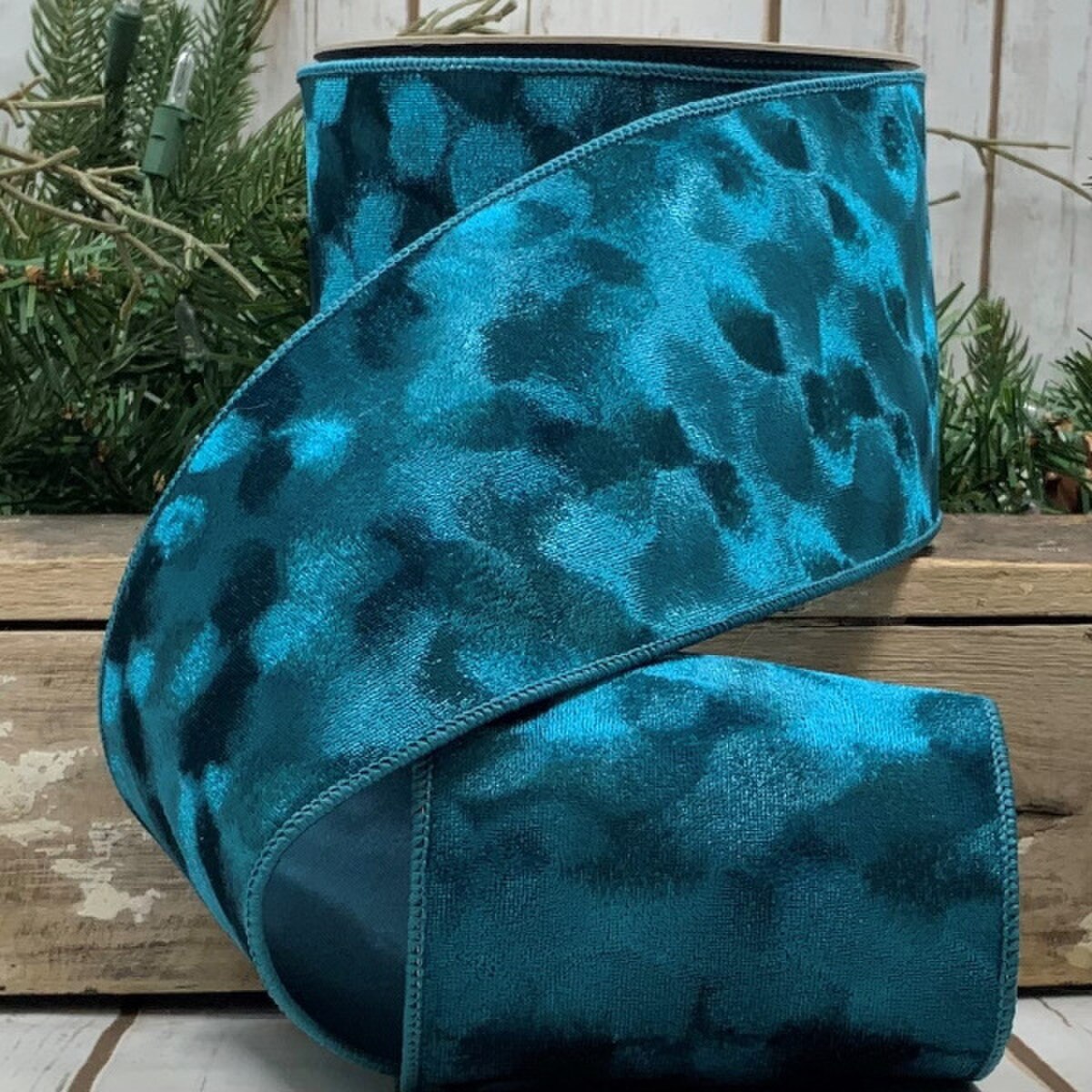 Teal Velvet Ribbon 4 Inch x 10 Yards