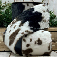 Brown White Ribbon Plush Cow Fur 4