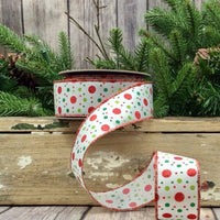 Satin Ribbon with Red Glitter Dots 1.5 Inch x 10 Yds